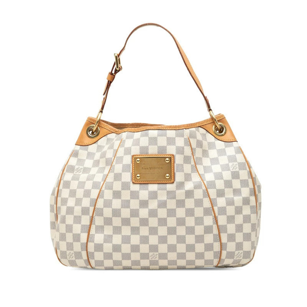 Louis Vuitton Damier Azur White Galliera Handbag Hobo Bag White Leather